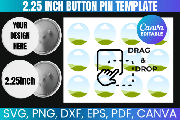 2.25 Inch Button Pin Canva Template