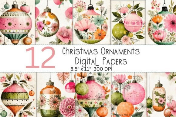Christmas Ornaments Digital Papers