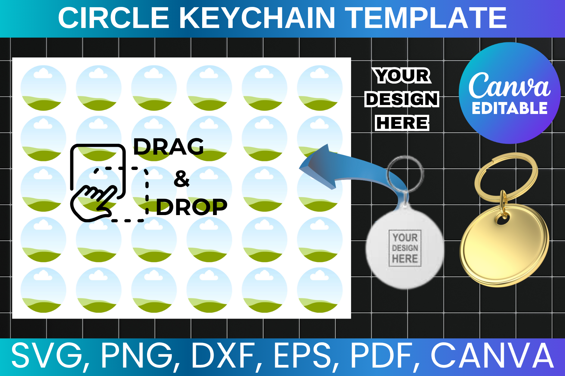 Circle Keychain Canva Template