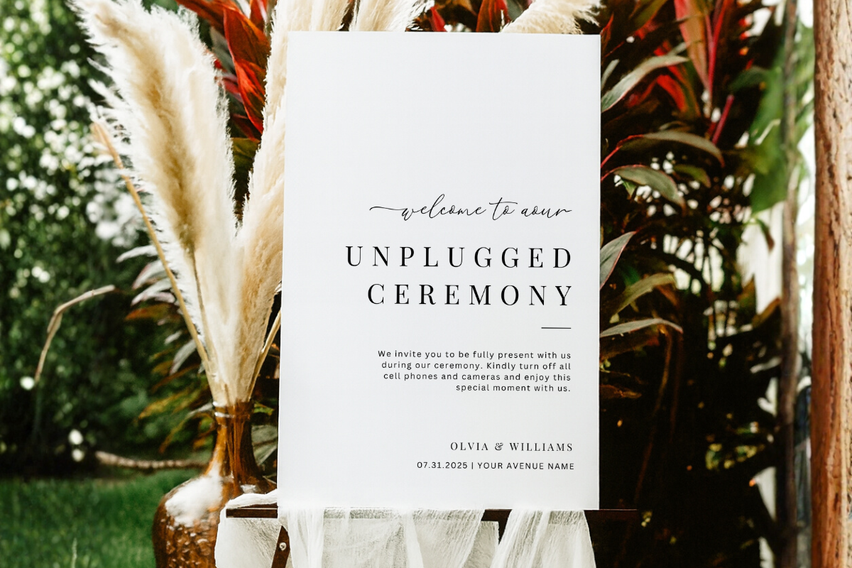 Elegant Unplugged Wedding Sign Template