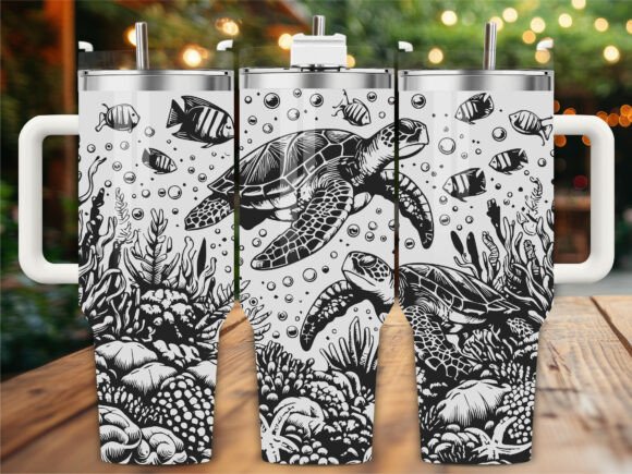 Marine Turtle Laser Engraving Tumbler