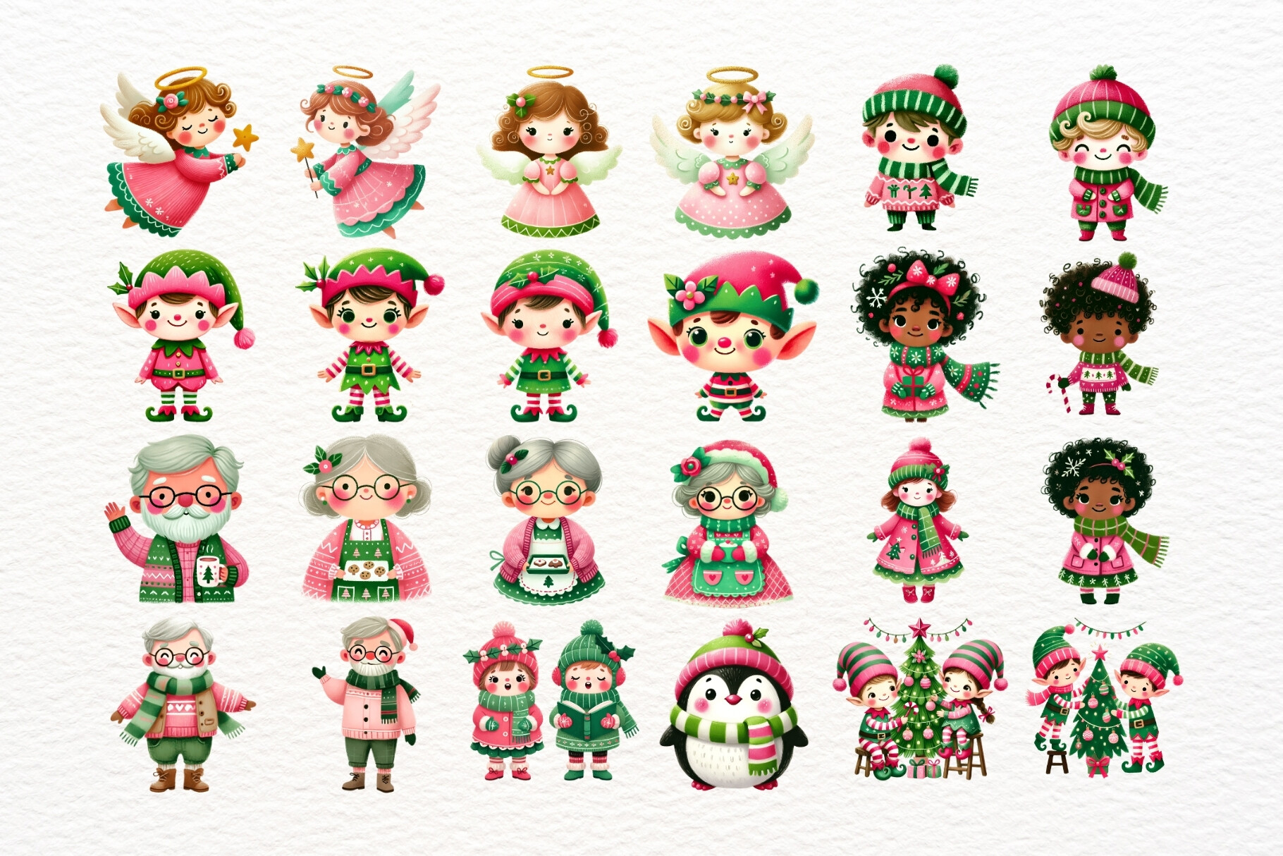 Pink and Green Christmas Clipart Bundle - photo 2