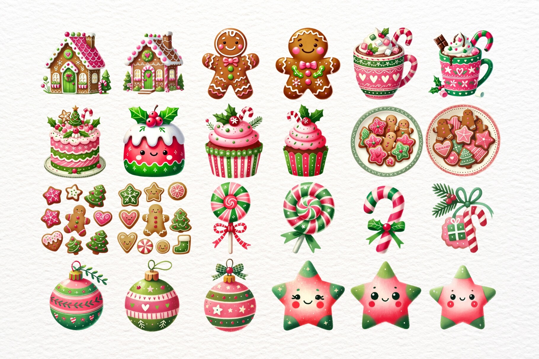 Pink and Green Christmas Clipart Bundle - photo 6