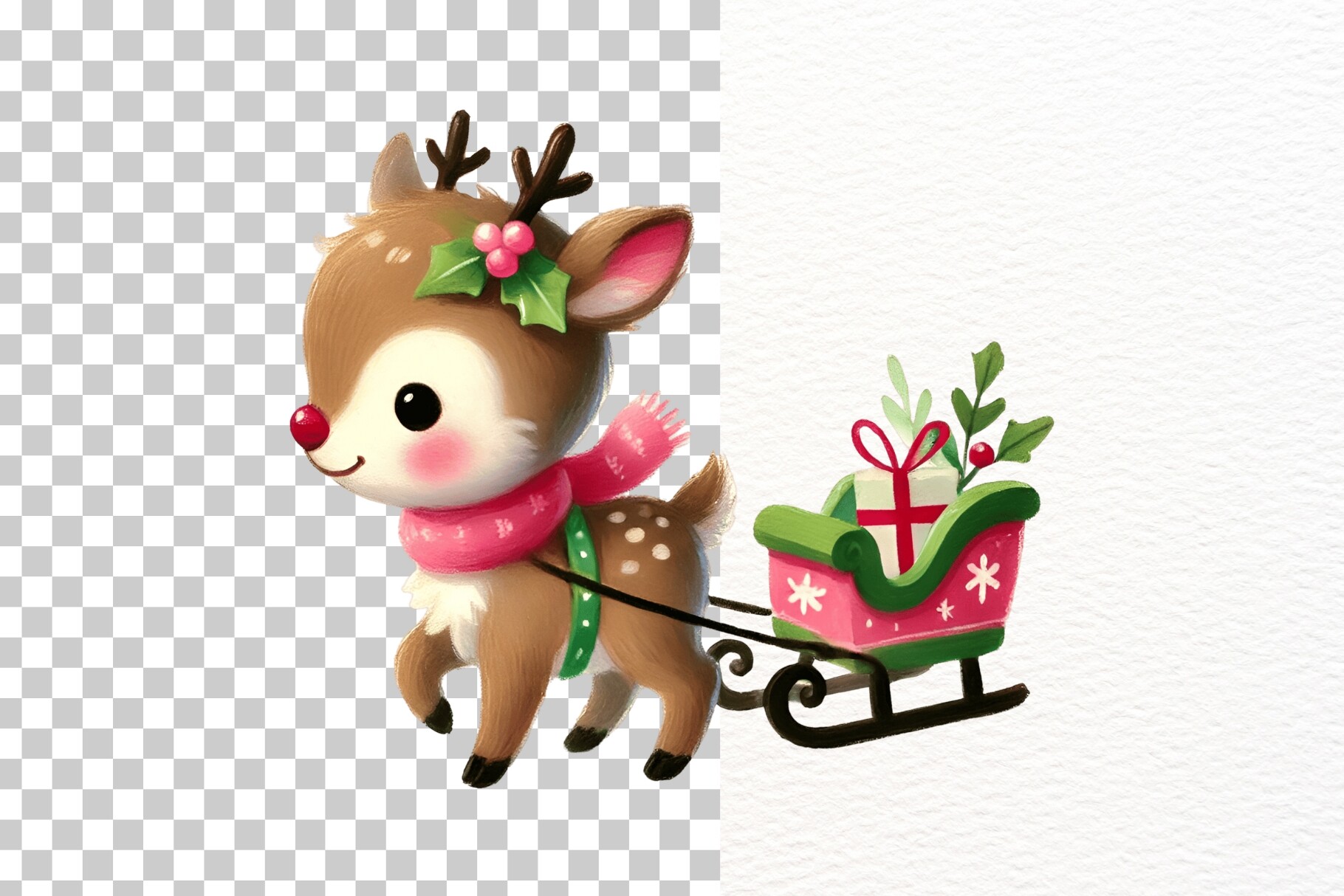 Pink and Green Christmas Clipart Bundle - photo 8