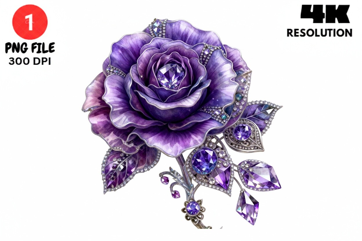 Purple Rose Gemstone Clipart PNG