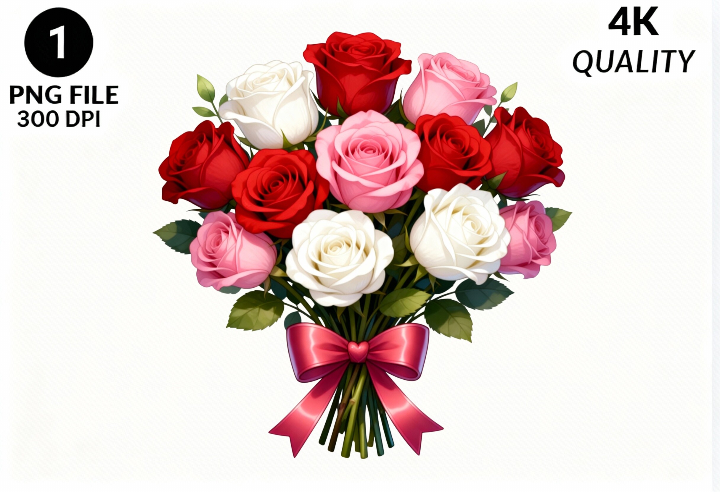 Rose Bouquet PNG Clipart Red White Pink