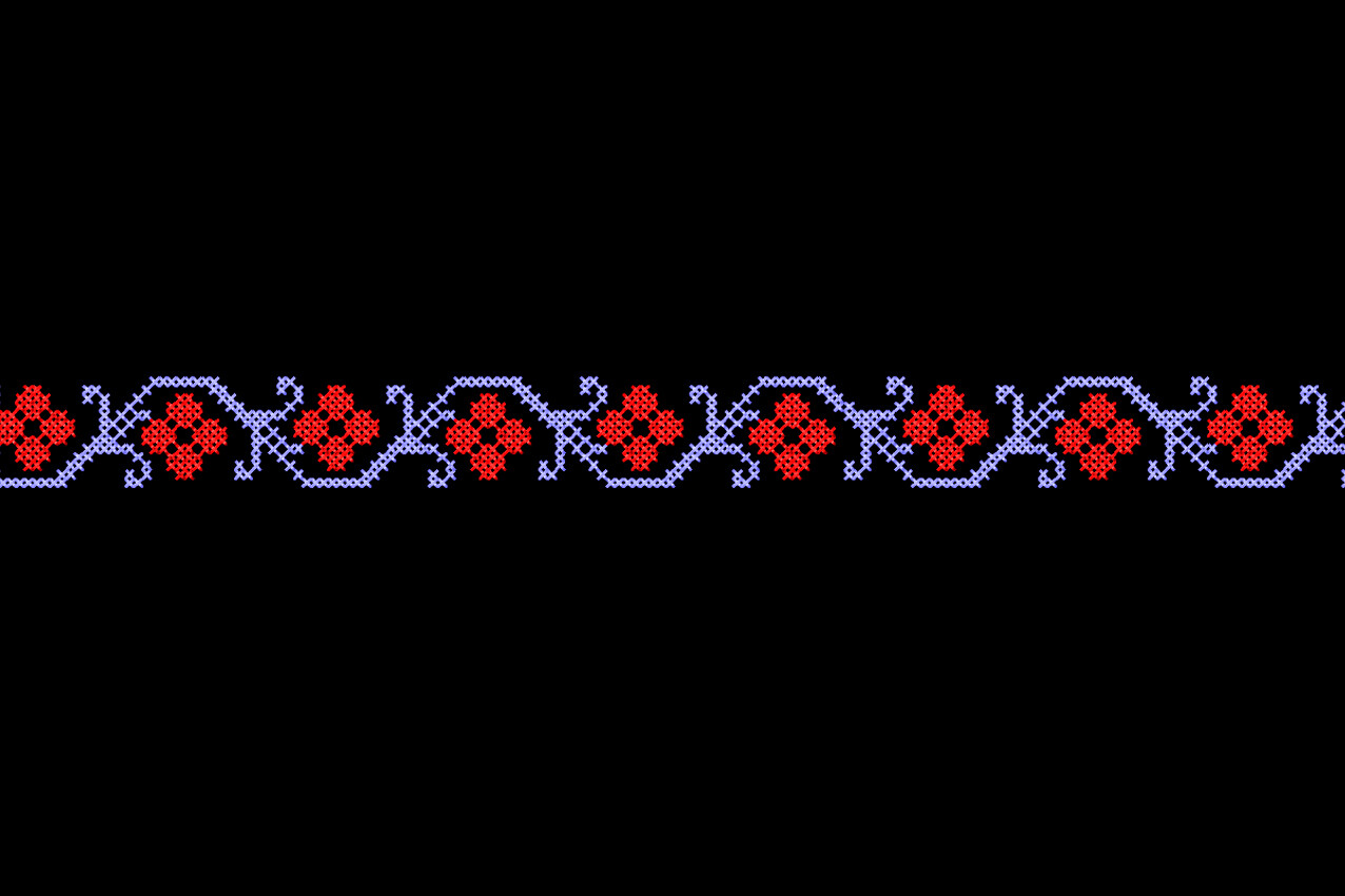 Set Folk Cross Stitch Border Embroidery