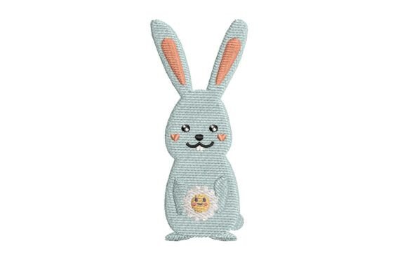Sweet Retro Bunny with Flower