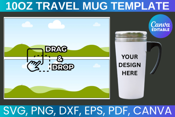 10oz Travel Mug Template Coffee Tumbler Graphics