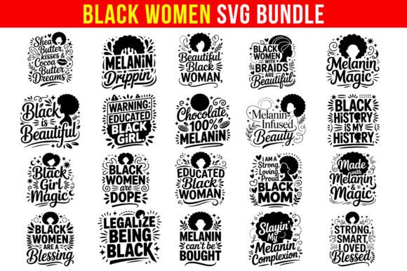 20 Black Women SVG Bundle Graphic by himelgfx · Creative Fabrica