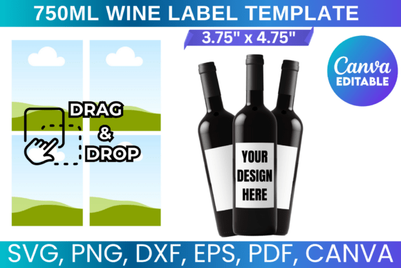 Editable Canva 750ml wine bottle label template