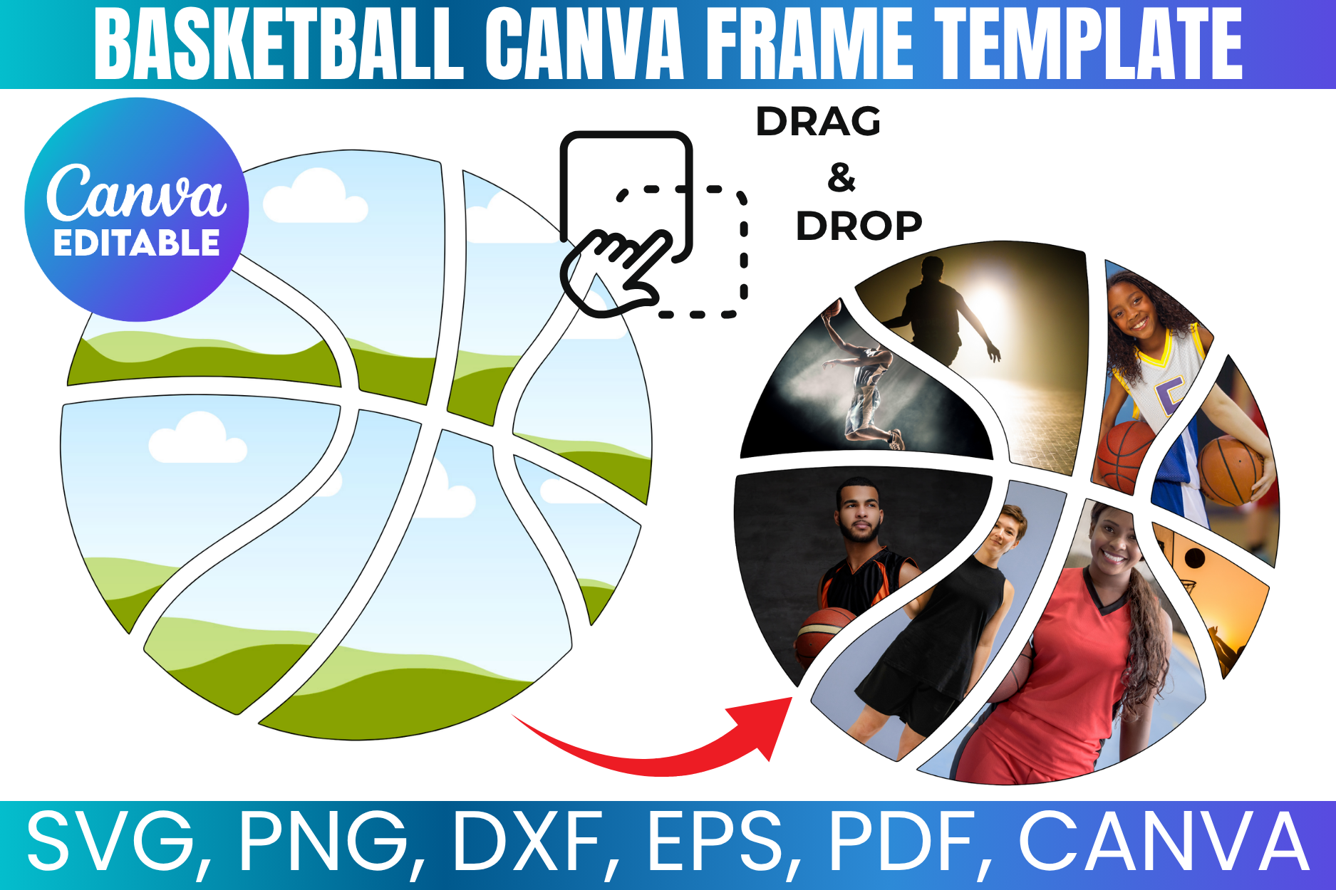 Basketball Canva Frame Template