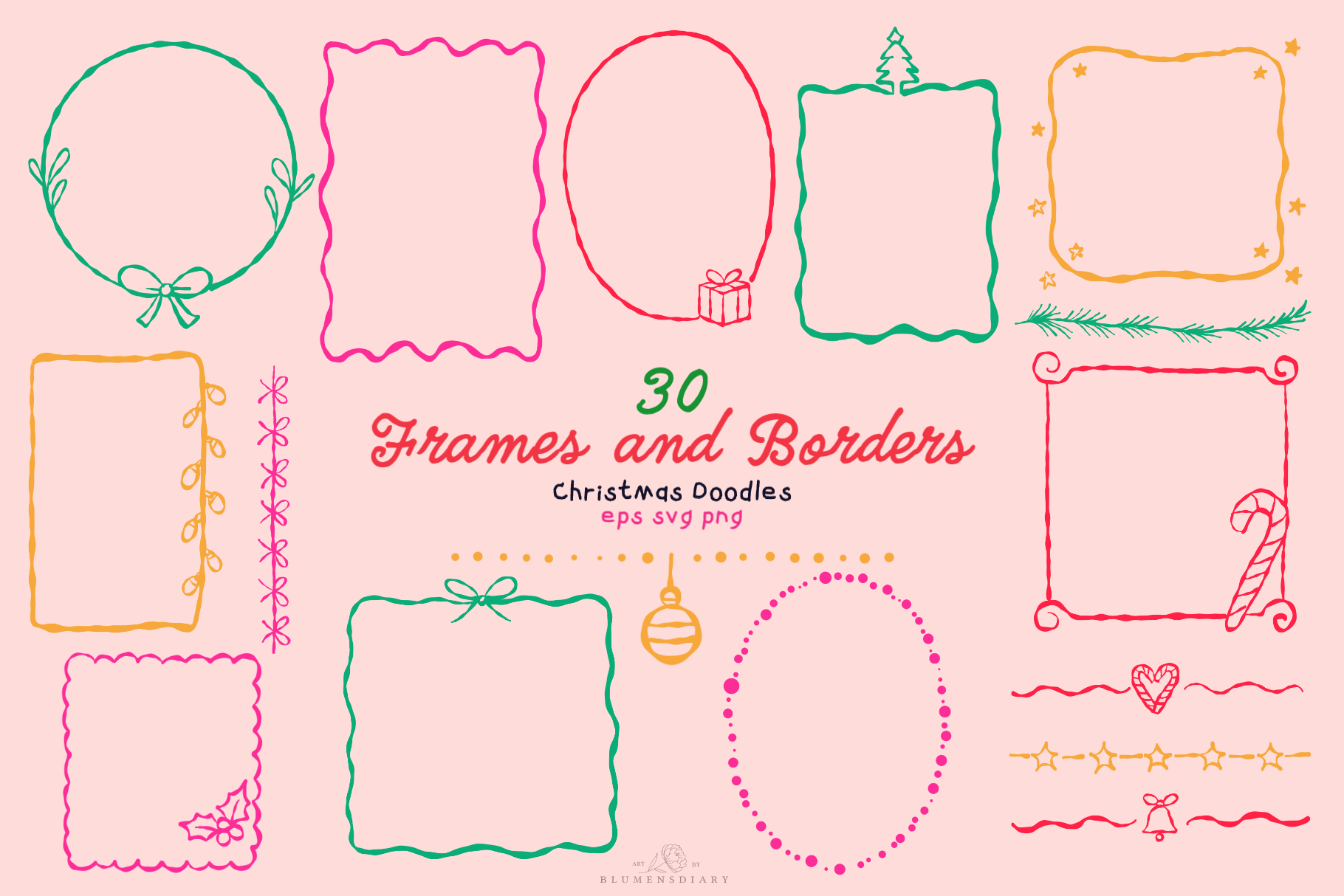 Christmas Frames & Borders Line Art