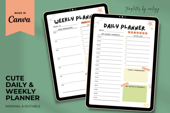 Cute Daily Weekly Planner Template Graphics