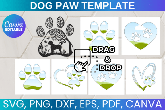 Dog Cat Paw Canva Frame Template
