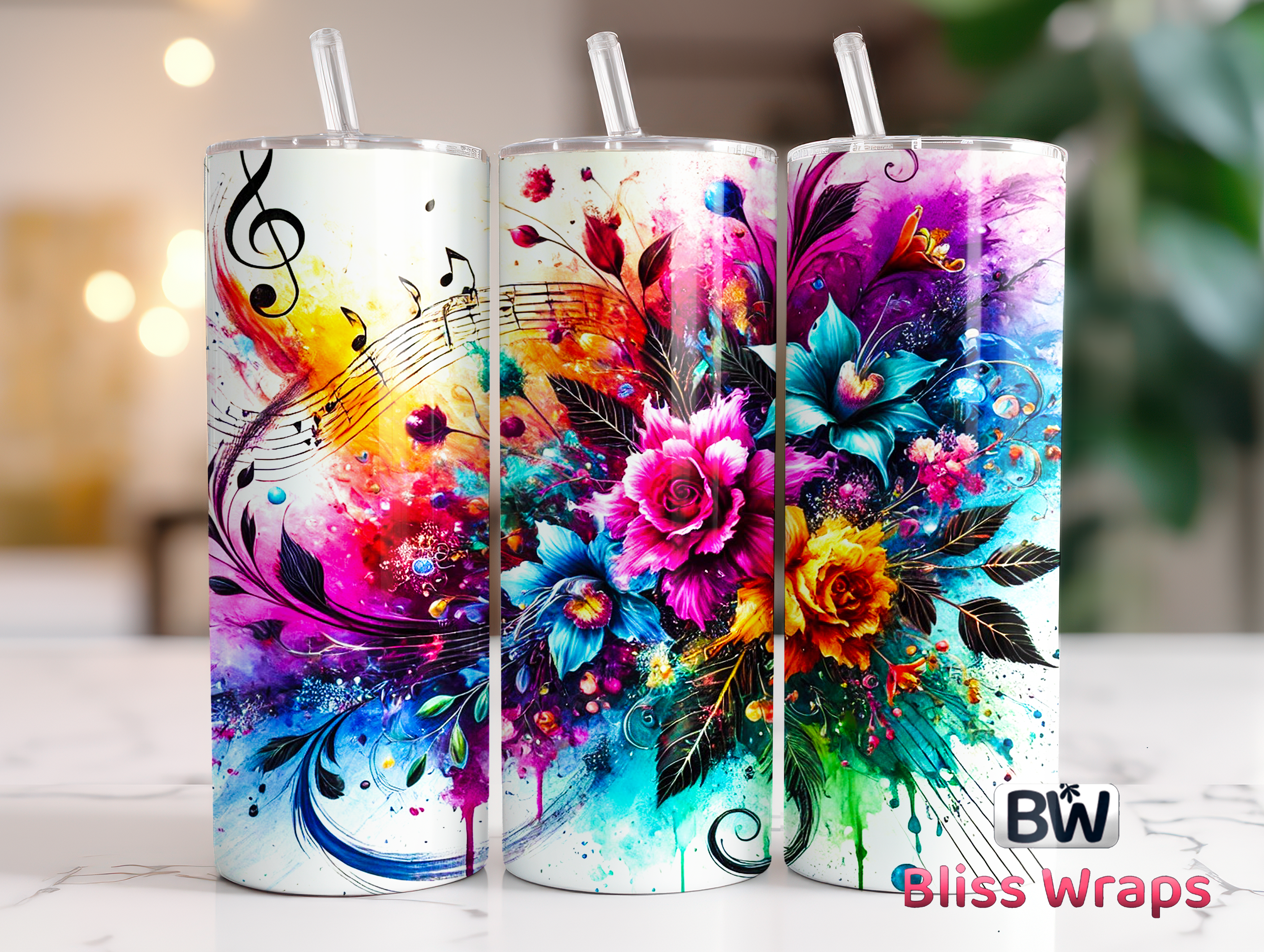 Elegant Rose Music Sheet Tumbler Wraps