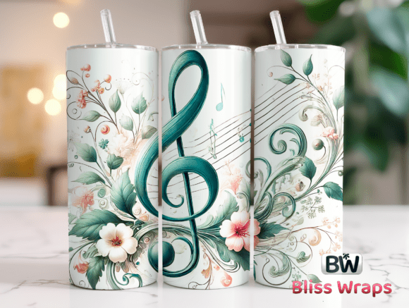 Elegant Rose Music Sheet Tumbler Wraps