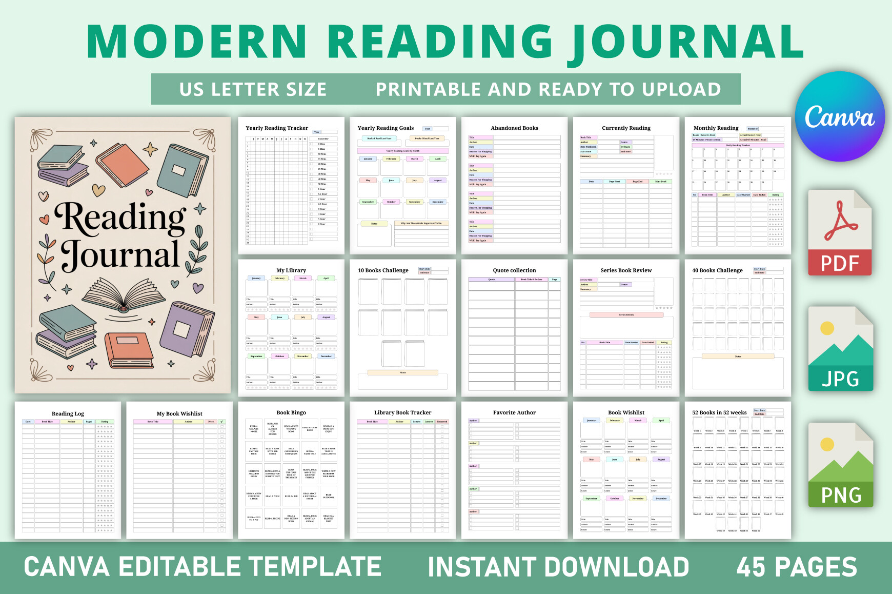 Modern Reading Journal KDP Interior
