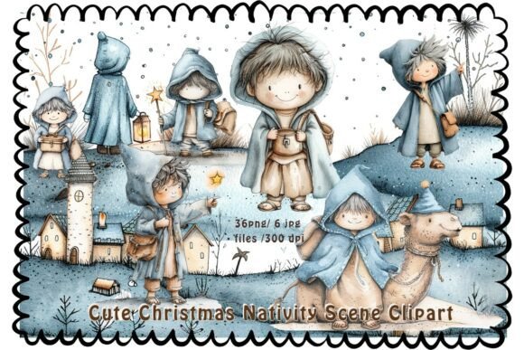 Nativity Journey Kids Clipart Set