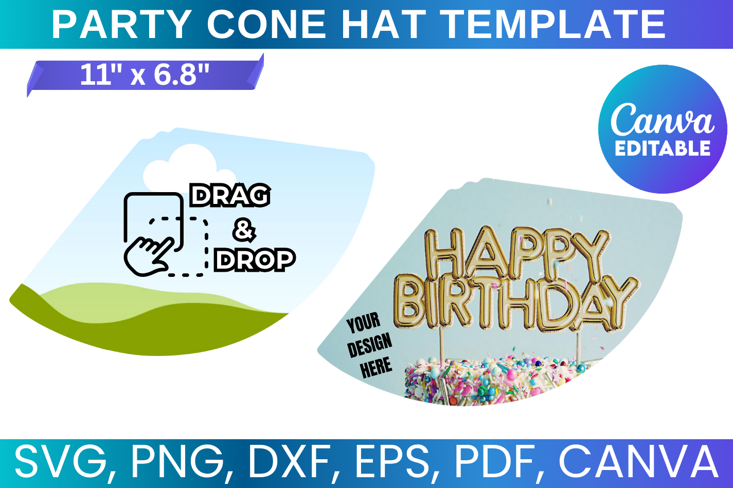 Party Cone Hat Template Svg