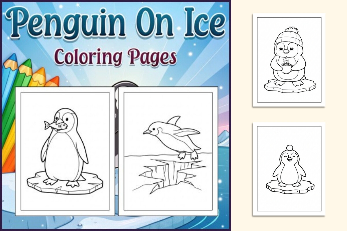 Penguin on Ice Coloring Pages
