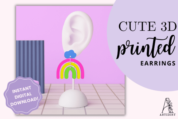 Rainbow Cloud Earring STL Files 3D Printing By Artizory