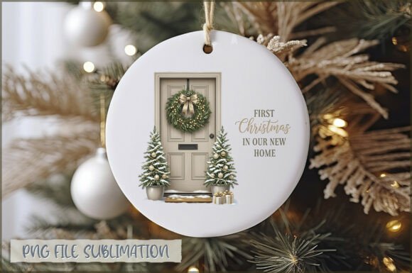 First Christmas in Our New Home Ornament Graphic Illustrations By Extreme DesignArt