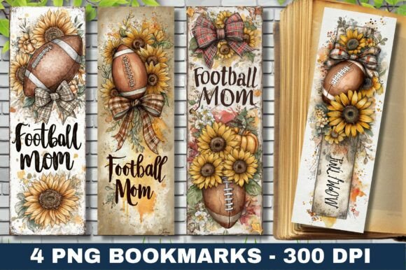 Football Mom Sunflower Bookmark Design
