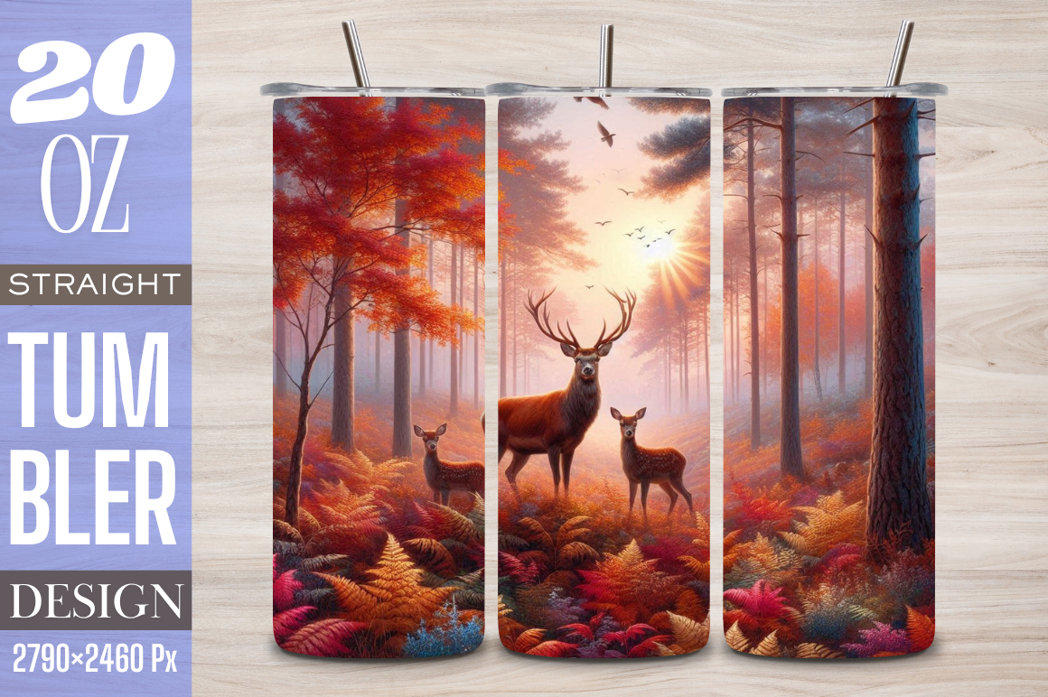 Hunting Deer 20 Oz Skinny Tumbler Design Graphic by CraftLab Digital ...