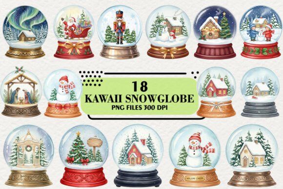 Kawaii Christmas Snow Globe Clipart Graphic Illustrations By Artistic Garden