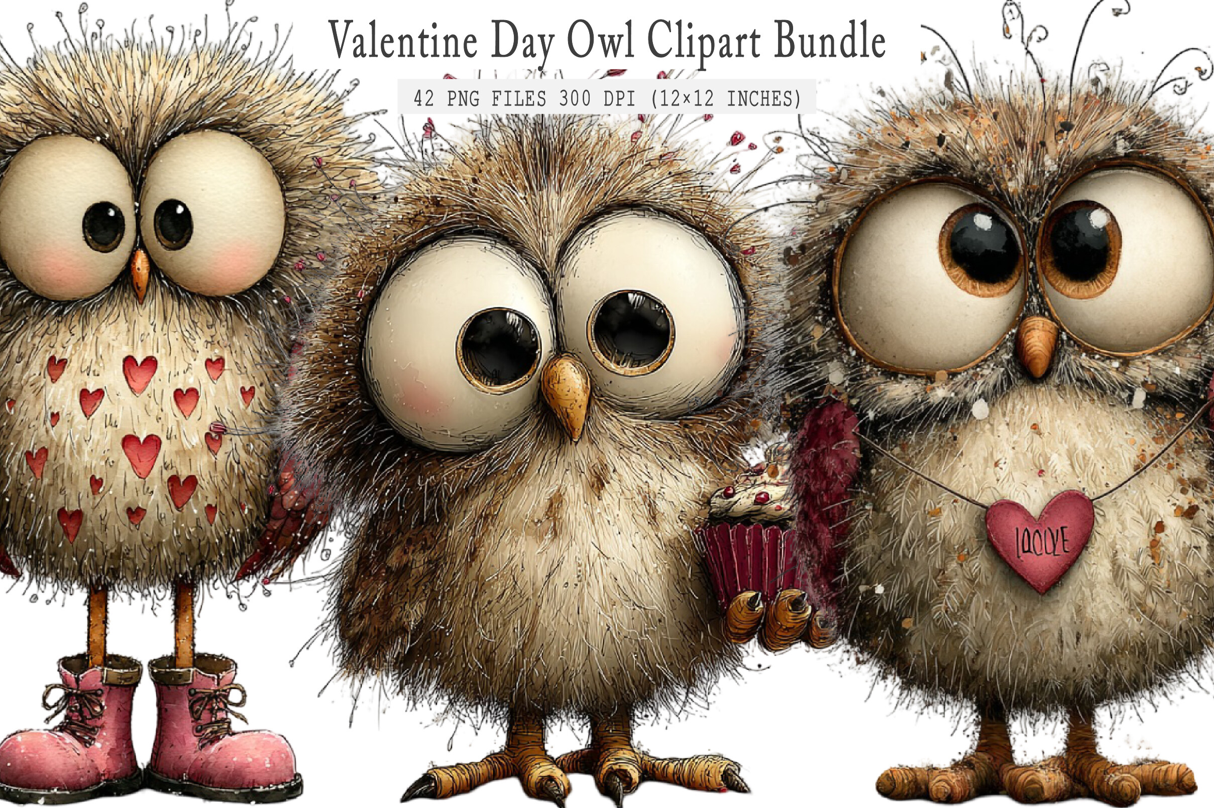 Valentine Day Owl Clipart Graphic by SinaCreation · Creative Fabrica