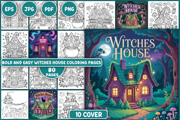 Witches House Colouring Pages