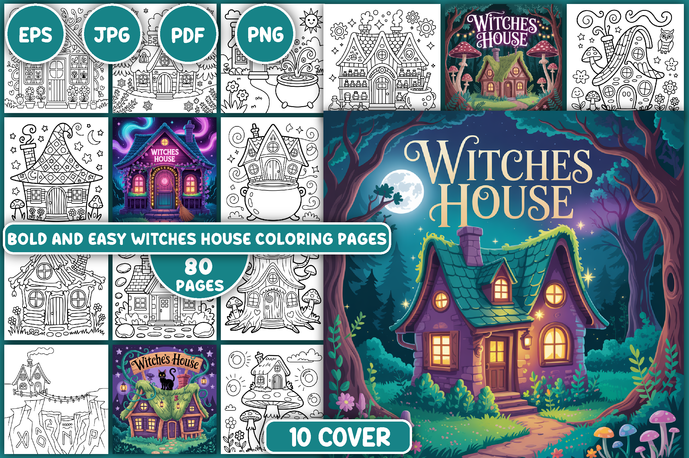 Witches House Colouring Pages
