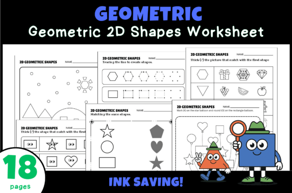 18 Bundle Geometric 2D Shape Worksheet