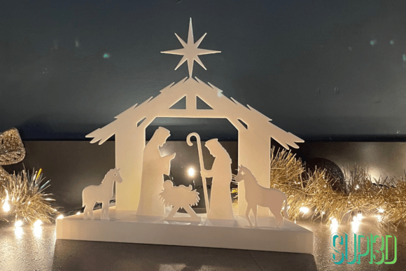3D Christmas Lights Nativity Scene – Printable Holiday Centerpiece Decor - Image 2