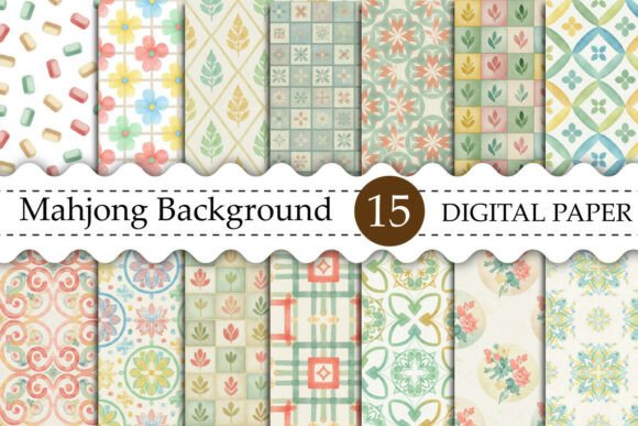 Classic Mahjong Tiles Digital Paper