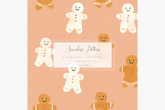 Cute Gingerbread Cookie Seamless Pattern PNG