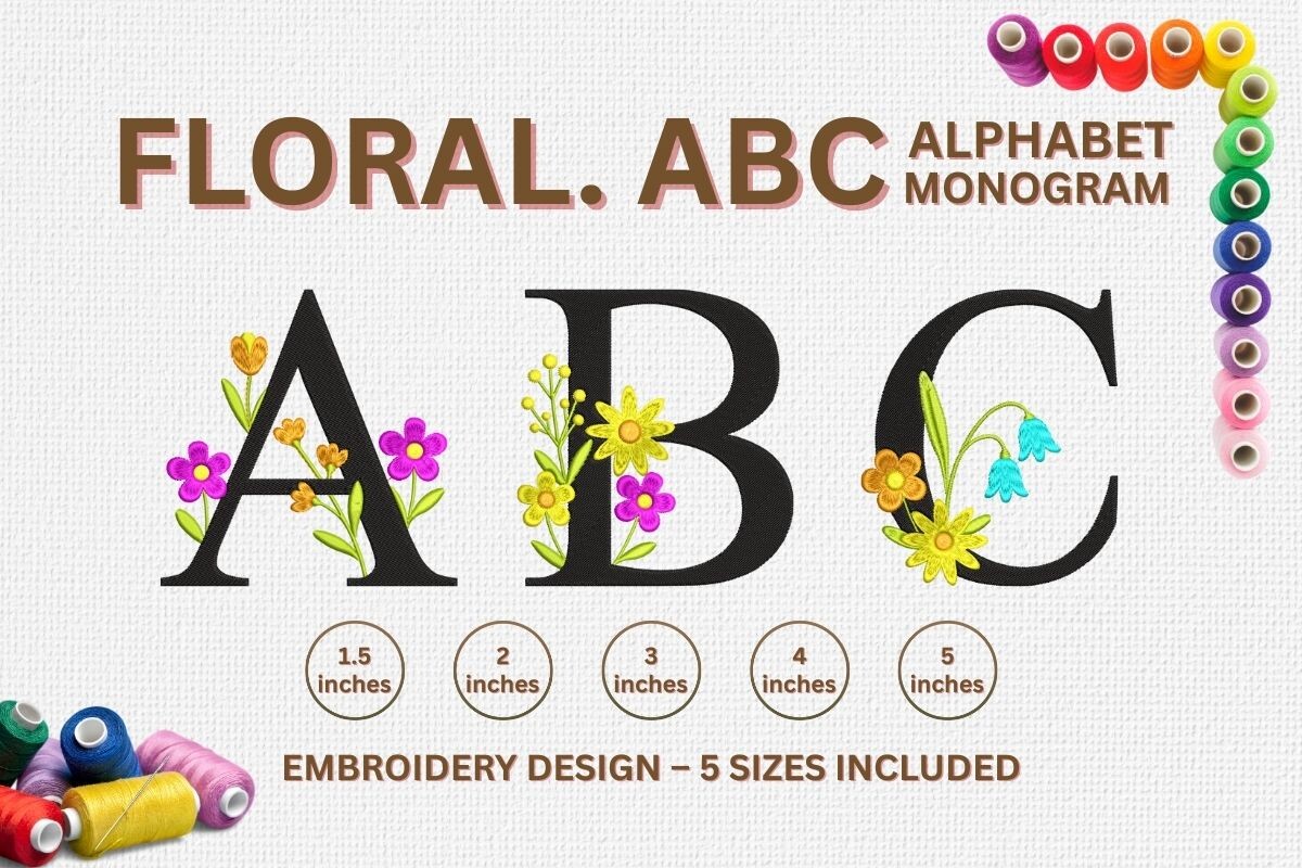 Floral Monogram Alphabet - Embroidery