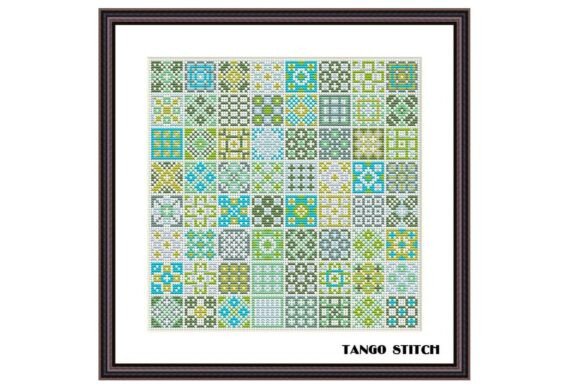 Green Granny Squares Cross Stitch Design