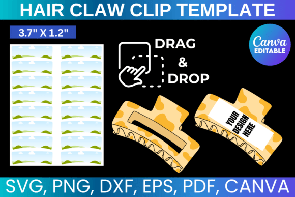 Hair Claw Clip Editable Template