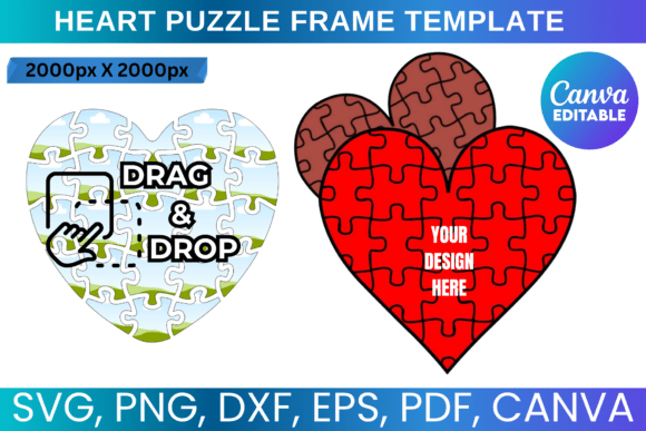 Heart Puzzle Canva Template,