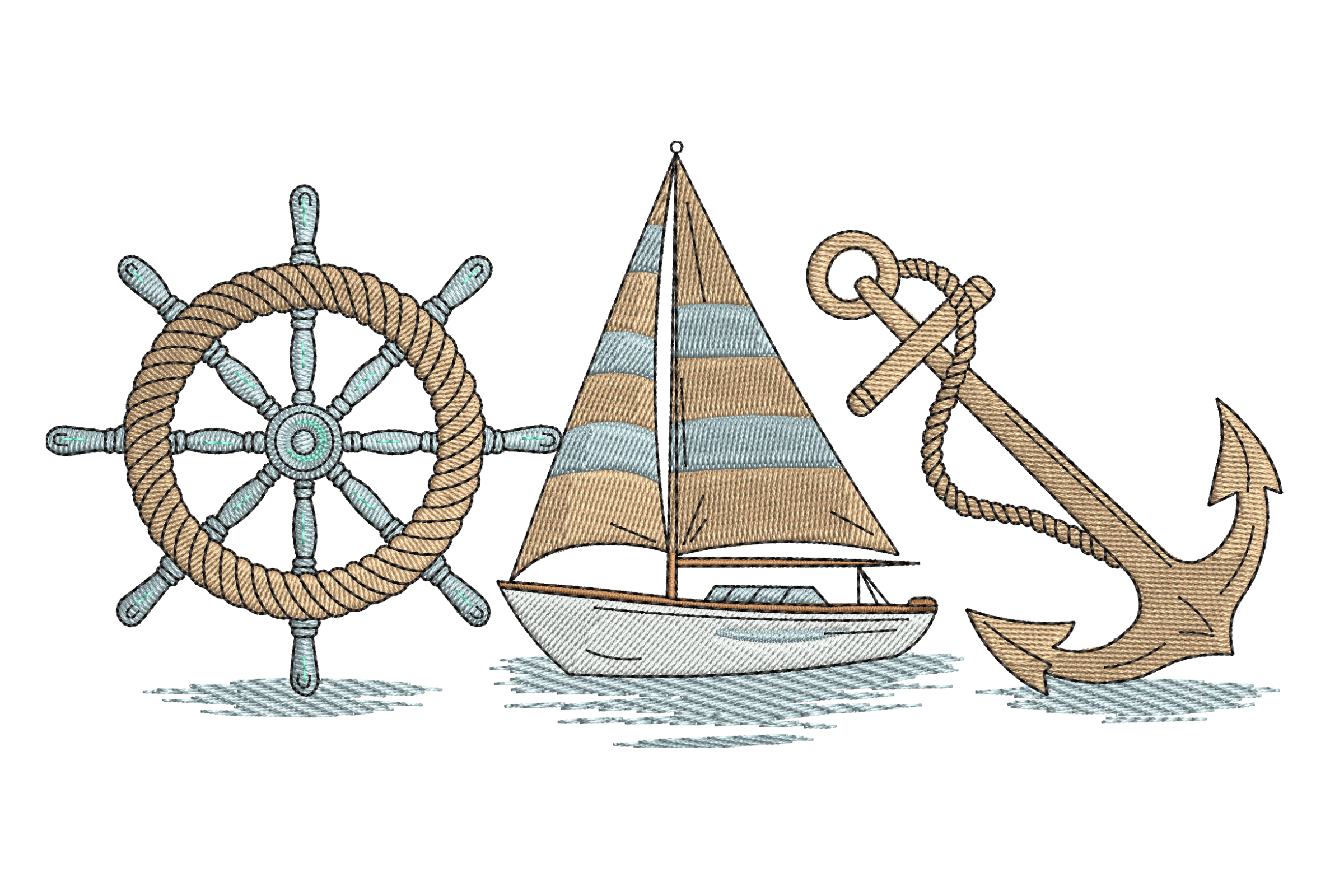 Nautical Wheel Anchor Sailboat
