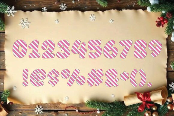Pink Candy Cane Alphabet Font PNG with transparent background - Preview 1