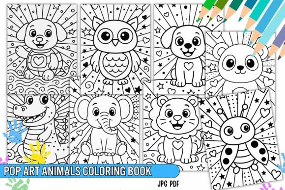 Pop Art Animals Coloring Book for Kids
