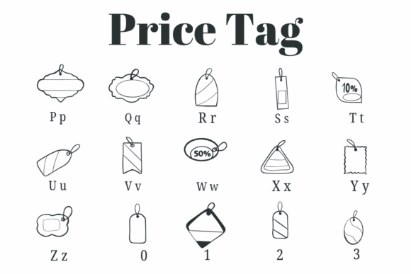 Price Tag Font PNG with transparent background - Preview 2