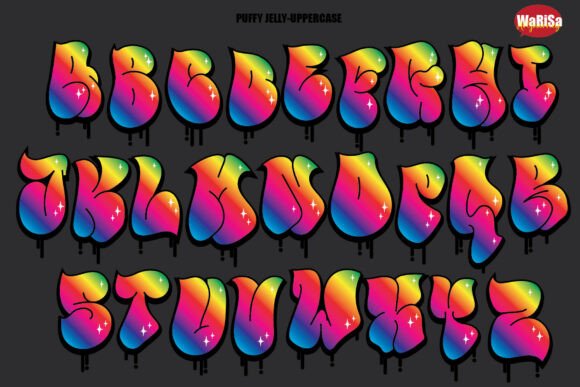Puffy Jelly Font PNG with transparent background - Preview 2