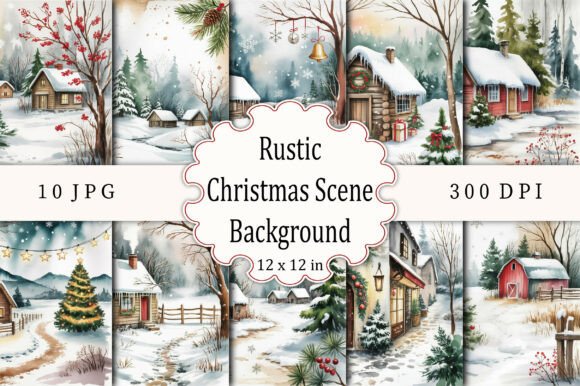 Rustic Christmas Scene Background