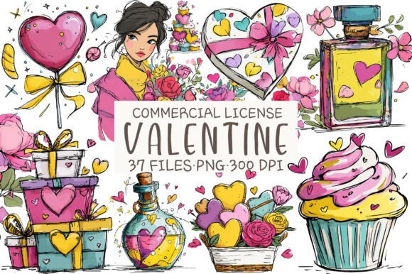 Watercolor Valentine Clipart