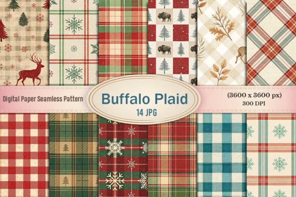 Buffalo Plaid Christmas Digital Paper