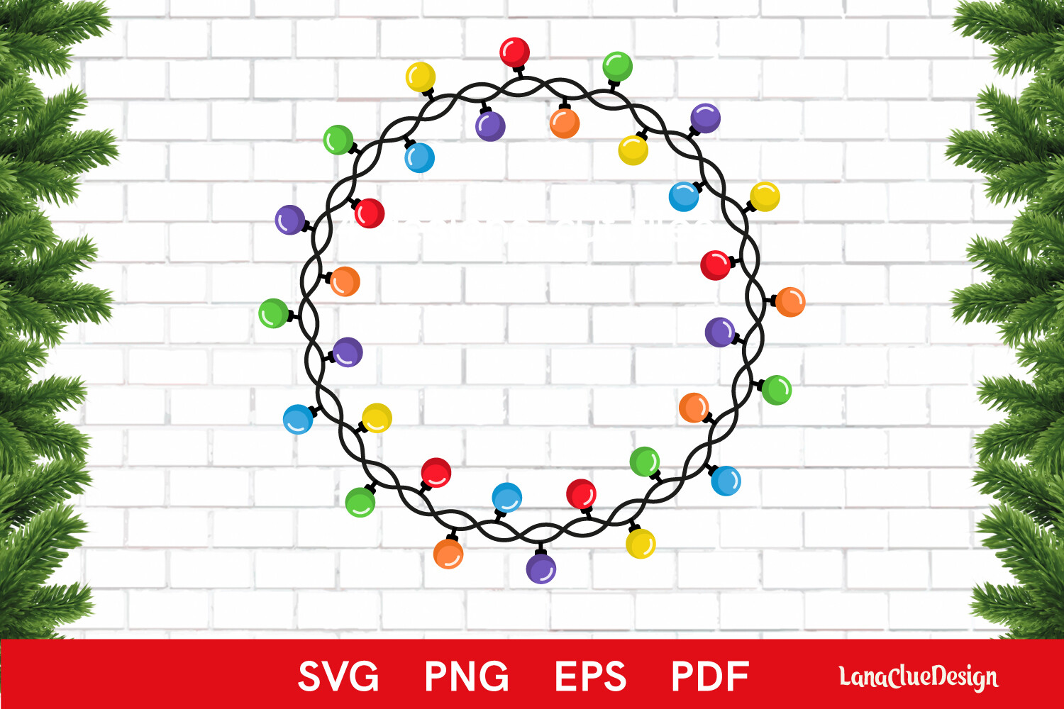 Circle Christmas Light Bulbs Frame SVG